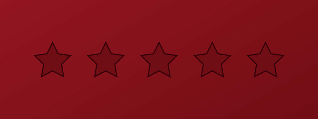 Graphic with dark red background and six horizontals stars outlined in black